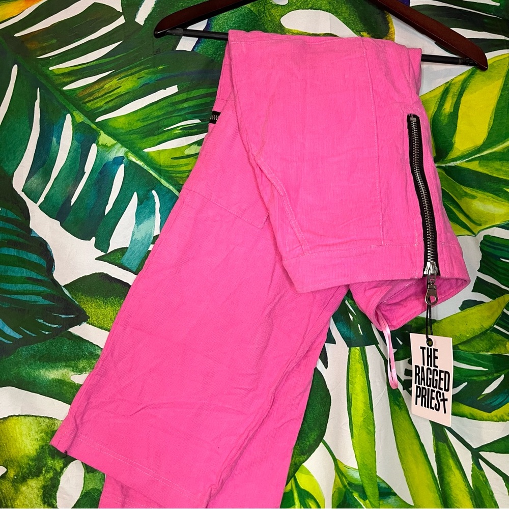 The Ragged Priest Hot Pink Cargo S Super High Rise School Cord Preppy Pants